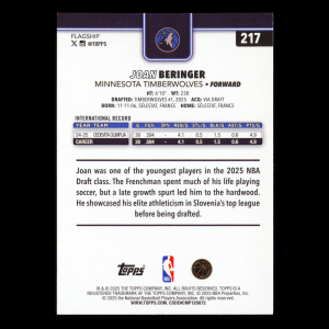 Joan Beringer RC 2025-26 Topps Rookie Timberwolves