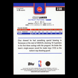 Chaz Lanier RC 2025-26 Topps Rookie Pistons