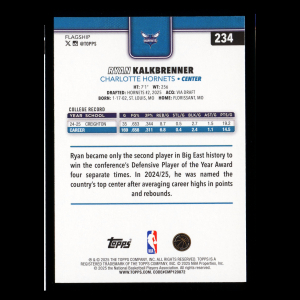 Ryan Kalkbrenner RC 2025-26 Topps Rookie Hornets