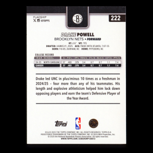 Drake Powell RC 2025-26 Topps Rookie Nets