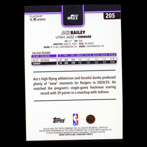 Ace Bailey RC 2025-26 Topps Rookie Jazz