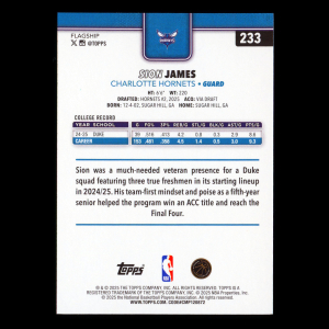 Sion James RC 2025-26 Topps Rookie Hornets