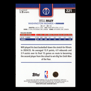 Will Riley RC 2025-26 Topps Rookie Wizards