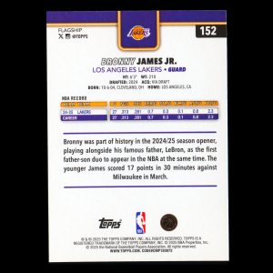 Bronny James Jr. RC 2025-26 Topps Rookie Lakers