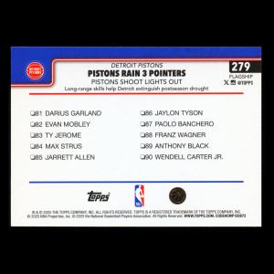 Cade Cunningham 2025-26 Topps Checklist Pistons