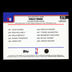 Jared McCain 2025-26 Topps Checklist 76ers