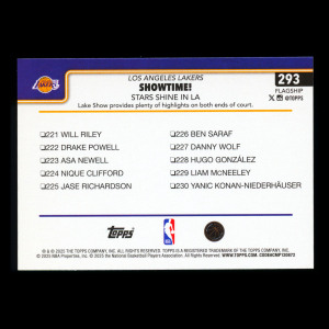 Austin Reaves 2025-26 Topps Checklist Lakers