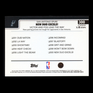 Victor Wembanyama 2025-26 Topps Checklist Spurs