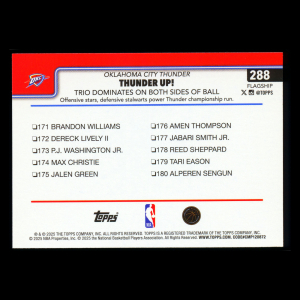 Shai Gilgeous-Alexander 2025-26 Topps Checklist Thunder