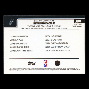 Victor Wembanyama 2025-26 Topps Checklist Spurs