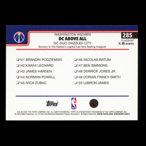 Alex Sarr 2025-26 Topps Checklist Wizards