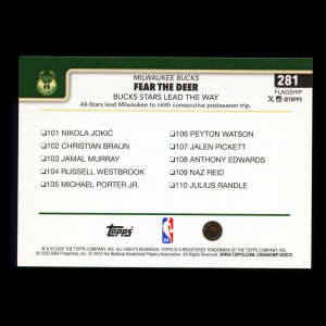 Giannis Antetokounmpo 2025-26 Topps Checklist Bucks