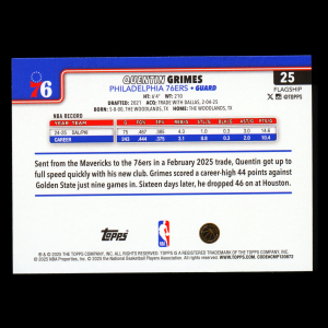 Quentin Grimes 2025-26 Topps Rainbow Foil 76ers