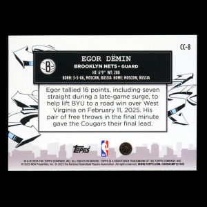 Egor Demin RC 2025-26 Topps Clutch City Prospects Rookie Nets