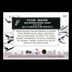 Dylan Harper RC 2025-26 Topps Clutch City Prospects Rookie Spurs