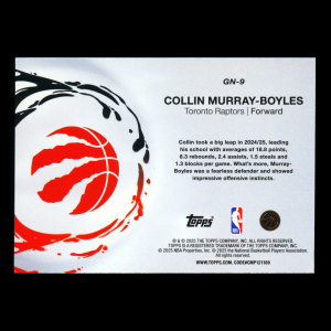 Collin Murray-Boyles RC 2025-26 Topps Generation Now Rookie Raptors