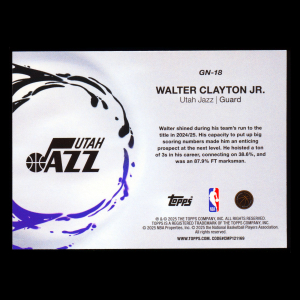 Walter Clayton Jr. RC 2025-26 Topps Generation Now Rookie Jazz