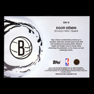 Egor Demin RC 2025-26 Topps Generation Now Rookie Nets