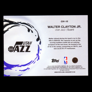 Walter Clayton Jr. RC 2025-26 Topps Generation Now Rookie Jazz