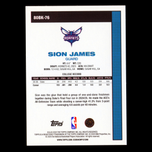 Sion James 2025-26 Topps '80-81 Topps Retro Hornets