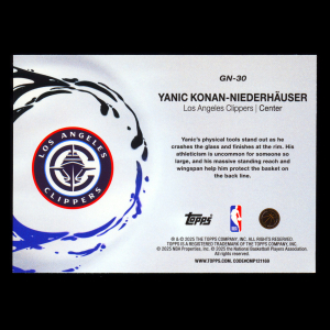 Yanic Konan-Niederhauser RC 2025-26 Topps Generation Now Rookie Clippers