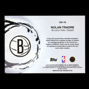 Nolan Traore RC 2025-26 Topps Generation Now Rookie Nets