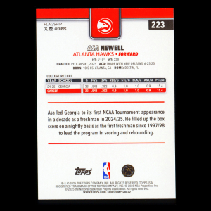 Asa Newell RC 2025-26 Topps Rookie Hawks