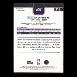 Walter Clayton Jr. RC 2025-26 Topps Rookie Jazz