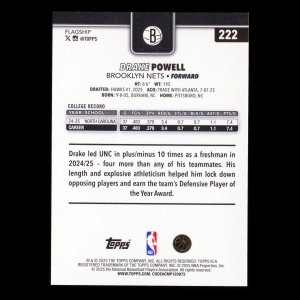 Drake Powell RC 2025-26 Topps Rookie Nets