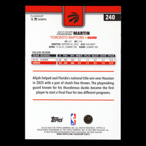 Alijah Martin RC 2025-26 Topps Rookie Raptors