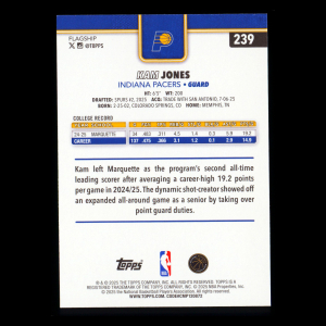 Kam Jones RC 2025-26 Topps Rookie Pacers