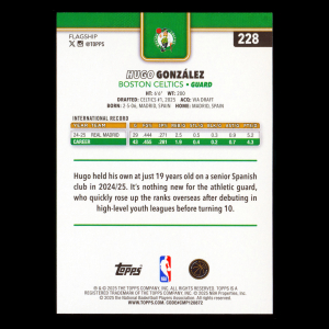 Hugo Gonzlez RC 2025-26 Topps Rookie Celtics