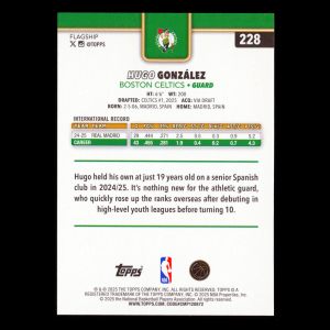 Hugo Gonzlez RC 2025-26 Topps Rookie Celtics