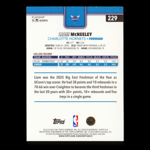 Liam McNeeley RC 2025-26 Topps Rookie Hornets