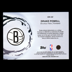 Drake Powell RC 2025-26 Topps Generation Now Rookie Nets