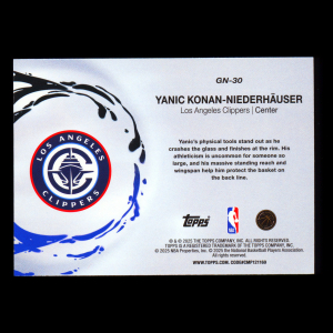 Yanic Konan-Niederhauser RC 2025-26 Topps Generation Now Clippers