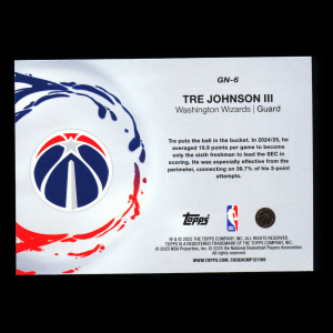 Tre Johnson III RC 2025-26 Topps Generation Now Wizards