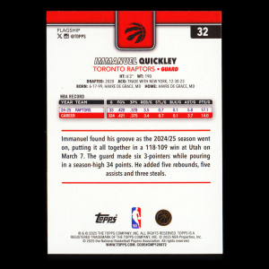 Immanuel Quickley 2025-26 Topps Rainbow Foil Raptors