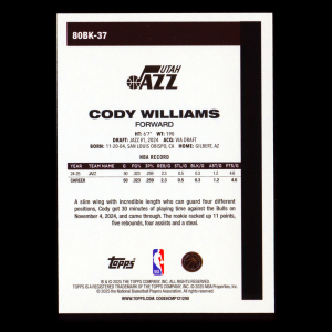 Cody Williams 2025-26 Topps '80-81 Topps Jazz