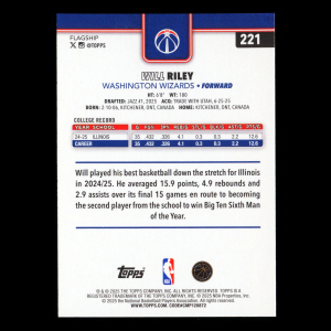 Will Riley RC 2025-26 Topps Rookie Wizards