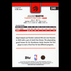 Alijah Martin RC 2025-26 Topps Rookie Raptors