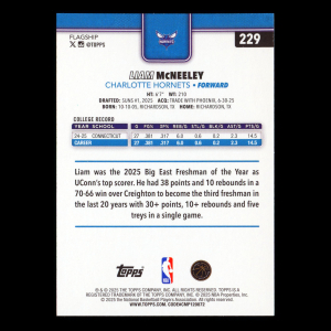 Liam McNeeley RC 2025-26 Topps Rookie Hornets
