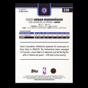 Yanic Konan-Niederhuser RC 2025-26 Topps Rookie Clippers