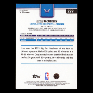 Liam McNeeley RC 2025-26 Topps Rookie Hornets