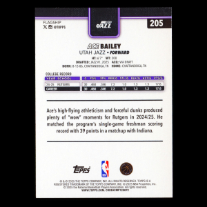 Ace Bailey RC 2025-26 Topps Rookie Jazz