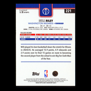 Will Riley RC 2025-26 Topps Rookie Wizards