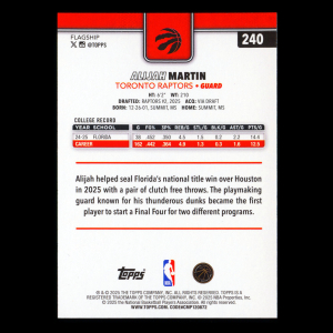Alijah Martin RC 2025-26 Topps Rookie Raptors