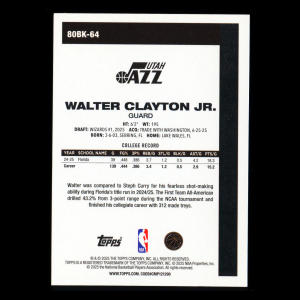 Walter Clayton Jr. RC 2025-26 Topps '80-81 Topps Rookie Jazz