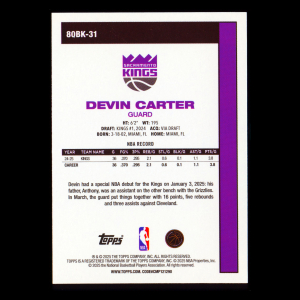 Devin Carter 2025-26 Topps '80-81 Topps Kings