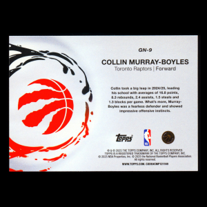 Collin Murray-Boyles RC 2025-26 Topps Generation Now Rookie Raptors